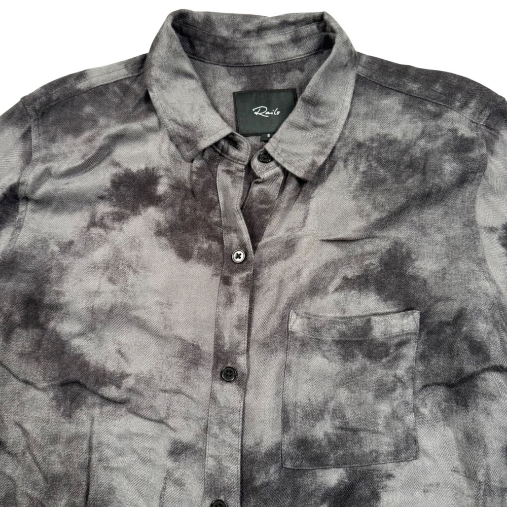 Rails Hunter Shirt Womens Small Charcoal Gray Tie Dye Long Sleeve Button Up